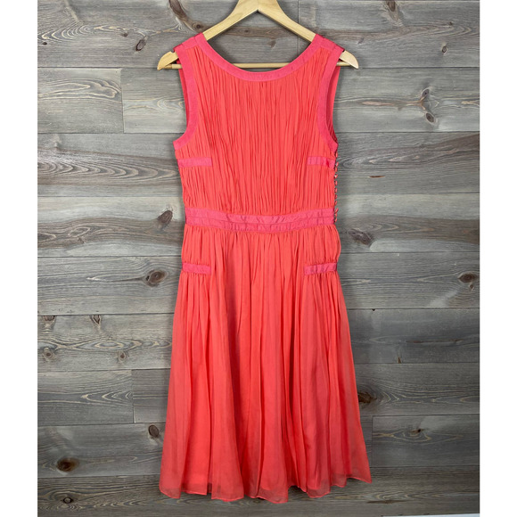 Diane Von Furstenberg Red Pleated Letty Silk Dress - Picture 5 of 10